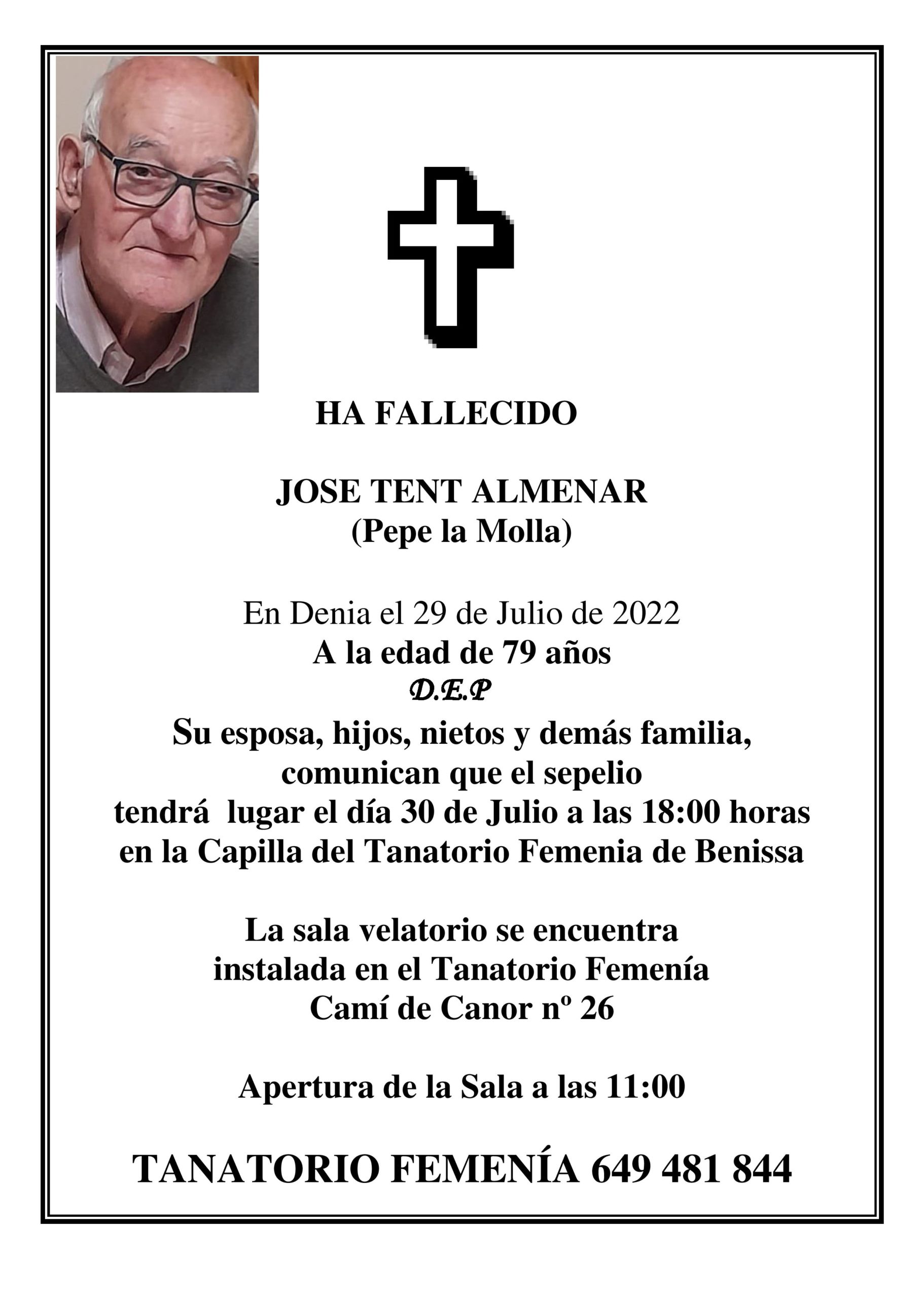 Esquela Jose Tent