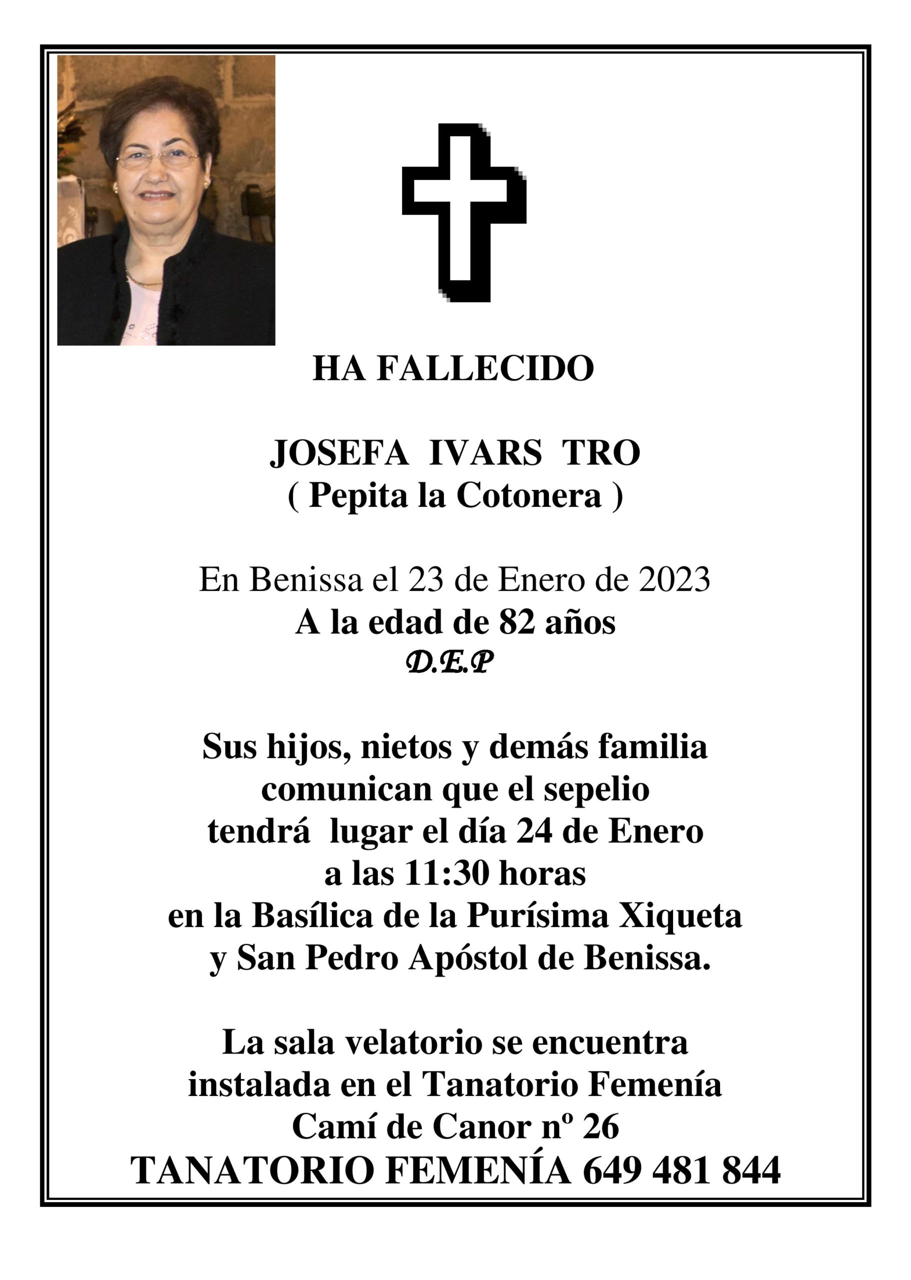 Esquela Josefa Ivars