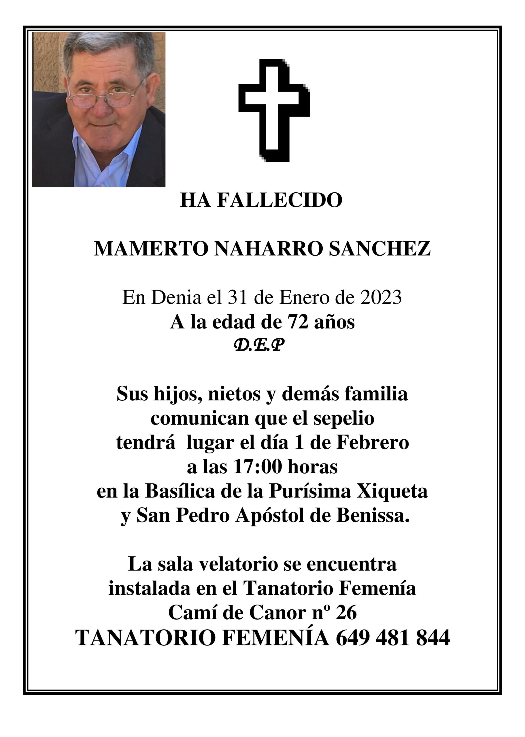 Esquela Mamerto Naharro Sanchez